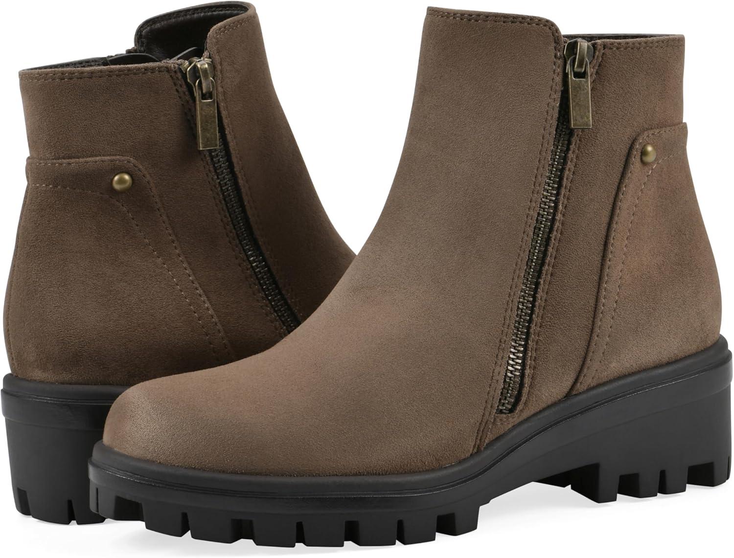 imageWhite Mountain Womens Tahj Lug Sole BootieDark Taupe Faux Suede