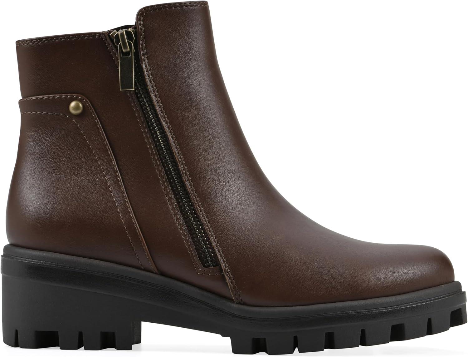 imageWhite Mountain Womens Tahj Lug Sole BootieMocha Faux Leather