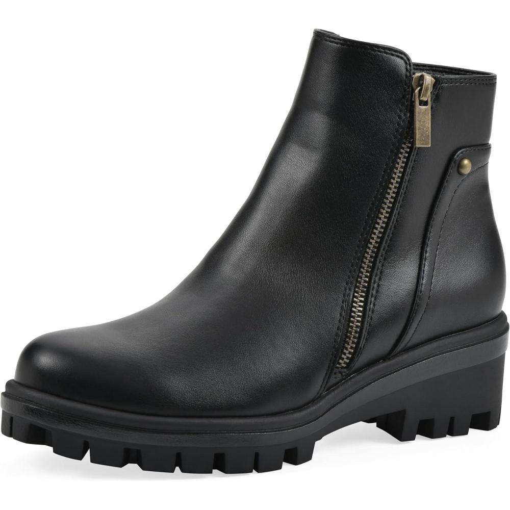 imageWhite Mountain Womens Tahj Lug Sole BootieBlack Faux Leather