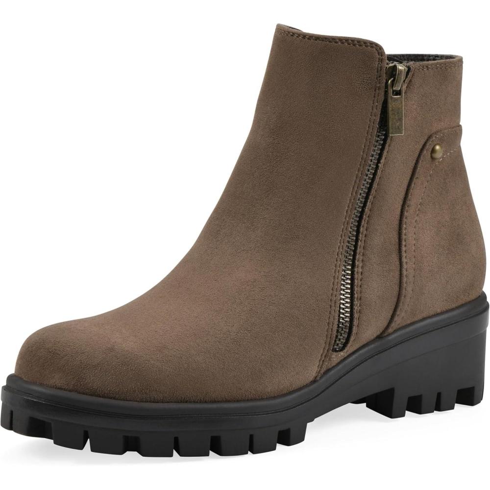 imageWhite Mountain Womens Tahj Lug Sole BootieDark Taupe Faux Suede