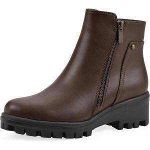 imageWhite Mountain Womens Tahj Lug Sole BootieMocha Faux Leather