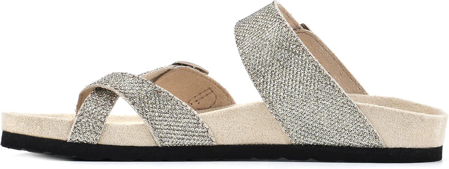 imageWHITE MOUNTAIN Gracie Signature ComfortMolded Footbed SandalGoldGlitterFab