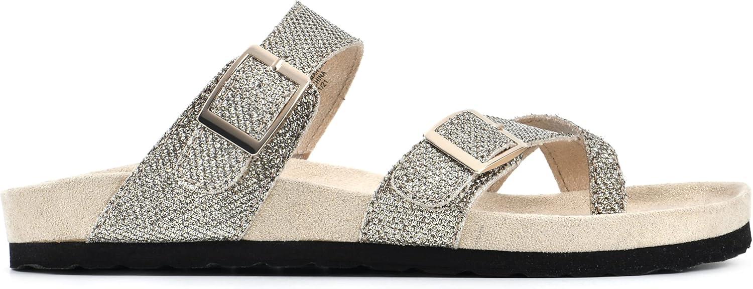 imageWHITE MOUNTAIN Gracie Signature ComfortMolded Footbed SandalGoldGlitterFab