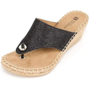 imageWHITE MOUNTAIN Womens Beachball Espadrille Wedge SandalBlack Glitter