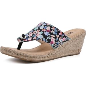 imageWHITE MOUNTAIN Womens Beachball Espadrille Wedge SandalBlackMultiFloralFab