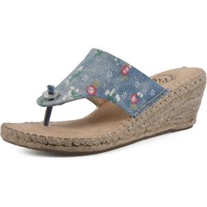 imageWHITE MOUNTAIN Womens Beachball Espadrille Wedge SandalFloral DenimFabric