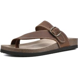 imageWHITE MOUNTAIN Womens Carly Flat SandalBrownLeather