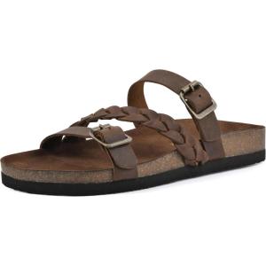 imageWHITE MOUNTAIN Womens Huntington Signature Comfort Molded Footbed Double Buckle Braided SandalBrownLeather