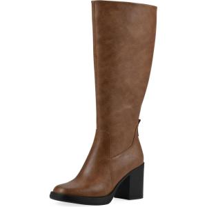 imageWhite Mountain Womens Mackle Block Heel Tall Shaft BootDark Natural Smooth