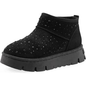 imageWhite Mountain Womens Tomas Rhinestoned Lined Platform Ankle BootieBlack Faux Suede