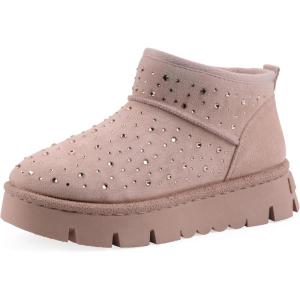 imageWhite Mountain Womens Tomas Rhinestoned Lined Platform Ankle BootieBlush Faux Suede