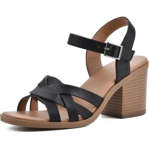 imageWHITE MOUNTAIN Womens Bergen Heeled SandalBlackBurnishedSmooth