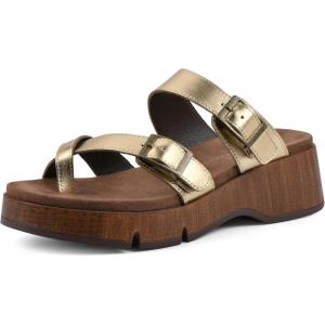 imageWHITE MOUNTAIN Womens Lefter Low Platform SandalAntgoldLea WBrown Sole