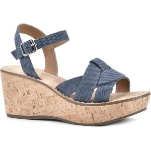 imageWHITE MOUNTAIN Womens Simple Wedge SandalDenim BlueFab