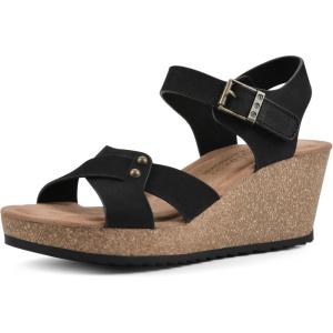 imageWHITE MOUNTAIN womens PrezoWedge SandalBlackNubuck