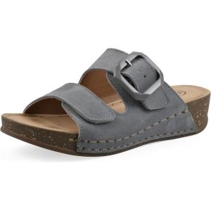 imageWHITE MOUNTAIN Womens Fearful DoubleStrap MiniWedge SandalBlue RaspberrySuede