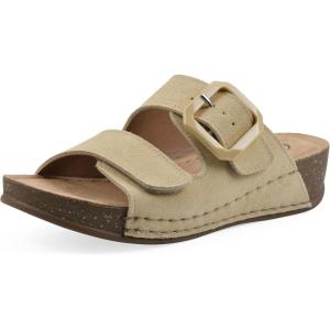 imageWHITE MOUNTAIN Womens Fearful DoubleStrap MiniWedge SandalButter CreamSuede