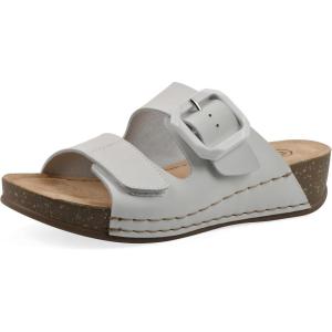 imageWHITE MOUNTAIN Womens Fearful DoubleStrap MiniWedge SandalWhiteLeather