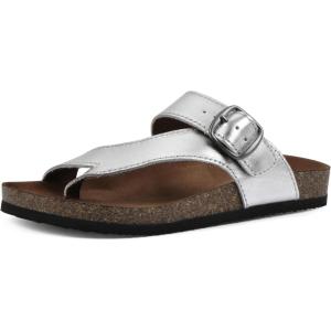 imageWHITE MOUNTAIN Carly Signature ComfortMolded Footbed Sandal SilverLeather 4 M
