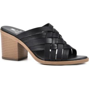 imageWHITE MOUNTAIN Shoes Be Happy Womens Block Heel SandalBlackBurnishedSmooth