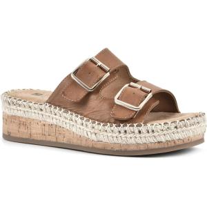 imageWHITE MOUNTAIN Shoes Capture Womens Wedge Slide SandalTanBurnishedSmooth