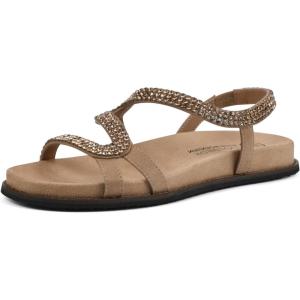 imageWHITE MOUNTAIN Womens Majorette Bejeweled Flat Footbed SandalGoldFabric