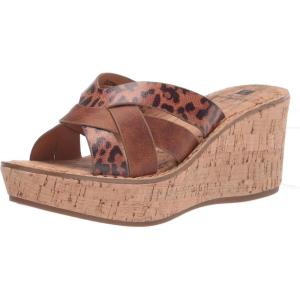 imageWHITE MOUNTAIN Womens Samwell Strappy Slip On Wedge SandalsLeopard