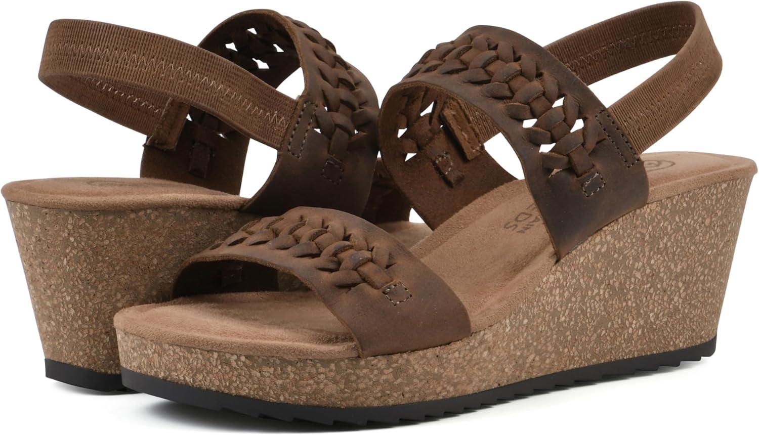 imageWHITE MOUNTAIN womens PretreatWedge SandalBrownLeather