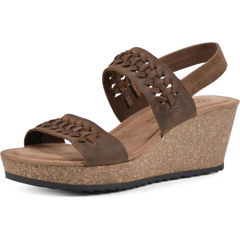 imageWHITE MOUNTAIN womens PretreatWedge SandalBrownLeather
