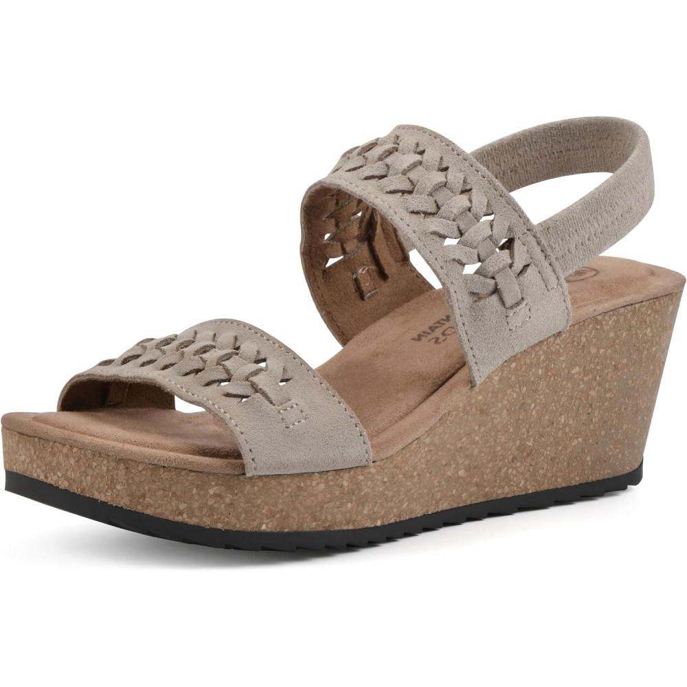 imageWHITE MOUNTAIN womens PretreatWedge SandalSandal WoodSuede