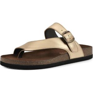 imageWHITE MOUNTAIN Carly Signature ComfortMolded Footbed SandalAntgoldLea WBrown Sole