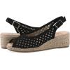 image:imageWhite Mountain Womens Maize II Perforated Slingback Espadrille Wedge SandalBlack Smooth