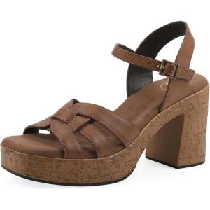 image:imageWHITE MOUNTAIN Womens Barista Platform SandalDark Tan Burnished Smooth
