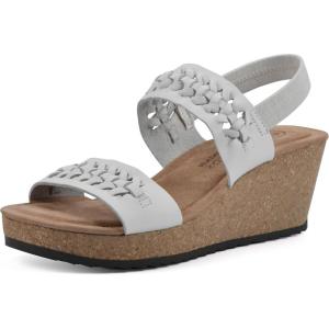 image:imageWHITE MOUNTAIN Womens Pretreat Woven Cork Wedge SandalWhiteLeather