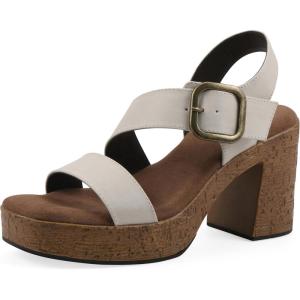 image:imageWhite Mountain Womens Barb Platform SandalCream Burnished Smooth