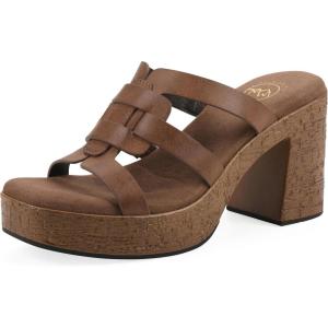 image:imageWhite Mountain Womens Barbillo Platform SandalDark Tan Burnished Smooth