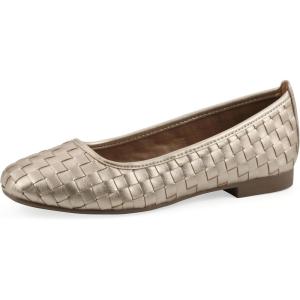 image:imageWhite Mountain Womens Boccie Woven Ballet FlatLight Gold Smooth