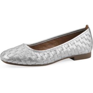 image:imageWhite Mountain Womens Boccie Woven Ballet FlatSilver Smooth