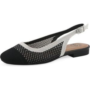 image:imageWhite Mountain Womens Bonie Fly Knit Slingback FlatBlack WCream Multi