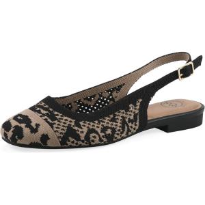 image:imageWhite Mountain Womens Bonie Fly Knit Slingback FlatLeopard Multi Fabric