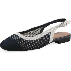 image:imageWhite Mountain Womens Bonie Fly Knit Slingback FlatNavy WCream Multi