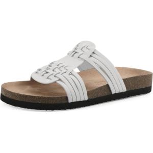 image:imageWhite Mountain Womens Halicore Slide Footbed SandalWhite Leather