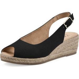 image:imageWhite Mountain Womens Maize Slingback Espadrille Wedge SandalBlack Fabric