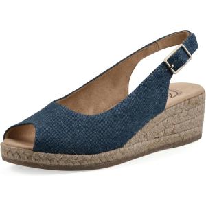 image:imageWhite Mountain Womens Maize Slingback Espadrille Wedge SandalDark Blue Denim Fabric