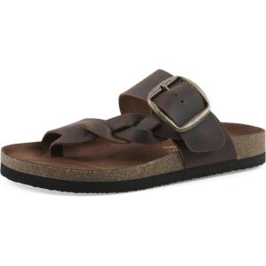 image:imageWhite Mountain Womens Harleta Braided Footbed SandalBrown Leather