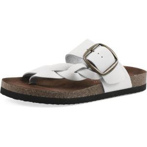 image:imageWhite Mountain Womens Harleta Braided Footbed SandalWhite Leather