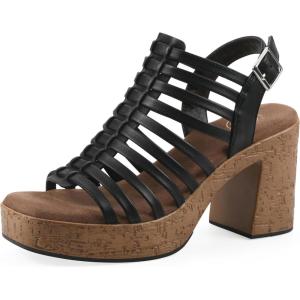 image:imageWhite Mountain Womens Barbea Gladiator Platform SandalBlack Burnished Smooth