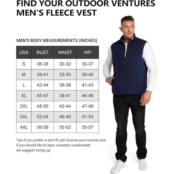 Outdoor Ventures Men's Full-Zip Polar Fleece Vest Outerwear Lightweight Warm Casual Sleeveless Jacket for Fall &amp; Winter