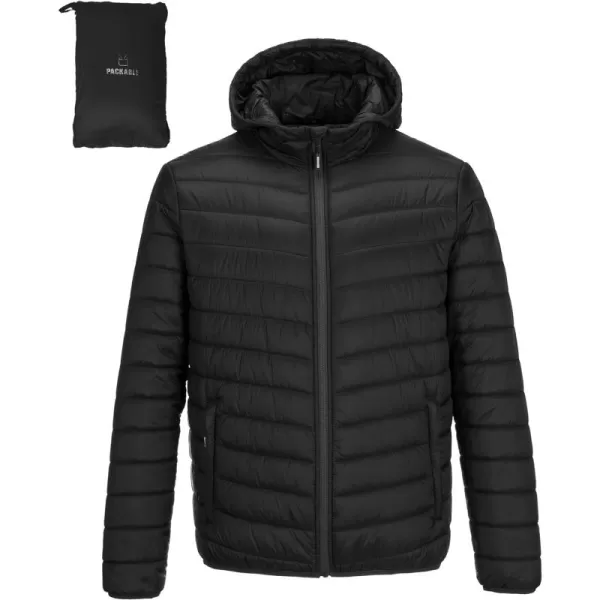 Outdoor Ventures Men's Lightweight Packable Hooded Puffer Jacket Insulated Winter Coat for Snow Ski Traveling)
