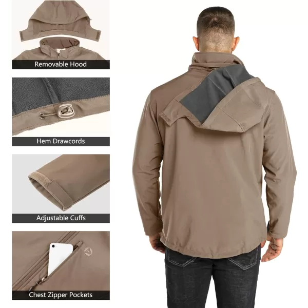 Outdoor Ventures Men's Lightweight Softshell Jacket Fleece Lined Hooded Water Resistant Winter Hiking Windbreaker Jackets
